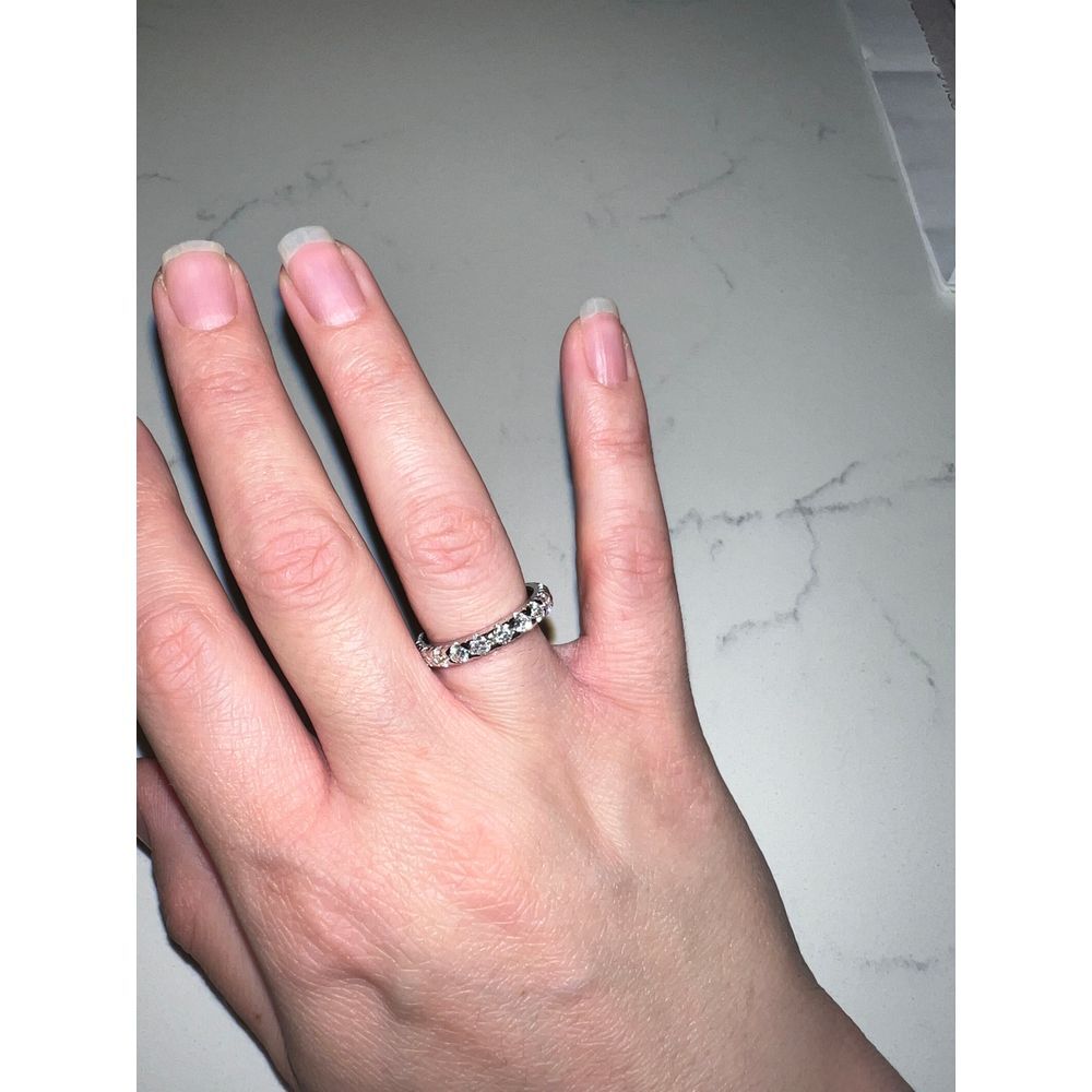 Sterling Silver Cubic Zirconia‎ Eternity Band Ring Wedding Anniversary Size 5
